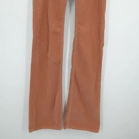 We the Free Pants Womens 28 Coral Corduroy‎ Straight Leg Side Zip Boho Western - Picture 9 of 12
